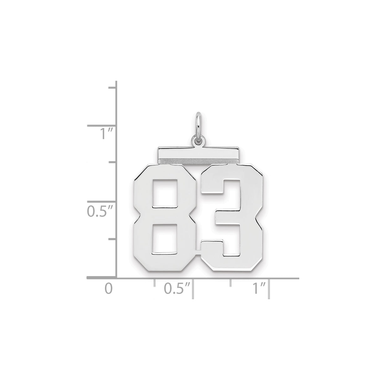 Large Polished Number 83 Charm Pendant in Real 925 Sterling Silver
