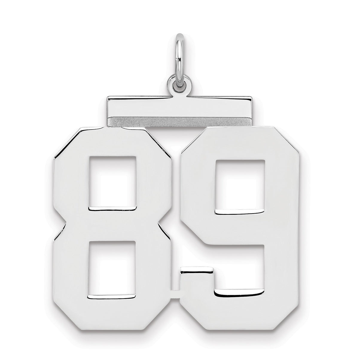 Large Polished Number 89 Charm Pendant in Real 925 Sterling Silver
