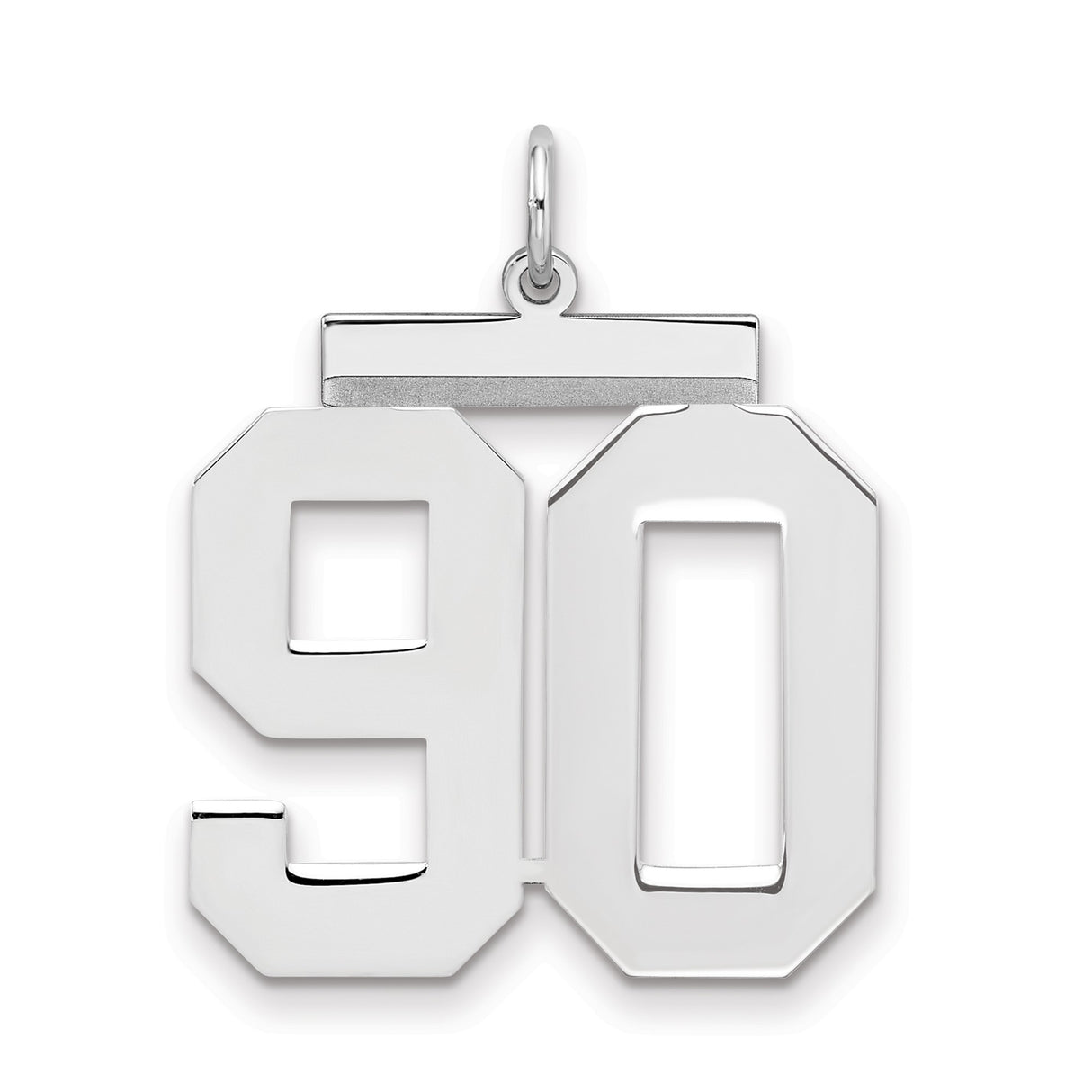 Large Polished Number 90 Charm Pendant in Real 925 Sterling Silver