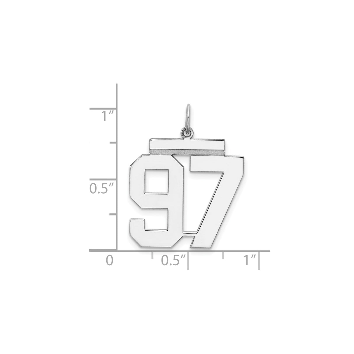 Sterling Silver Pendant with Number 97, Bold Athletic Style for Men or Unisex Wear