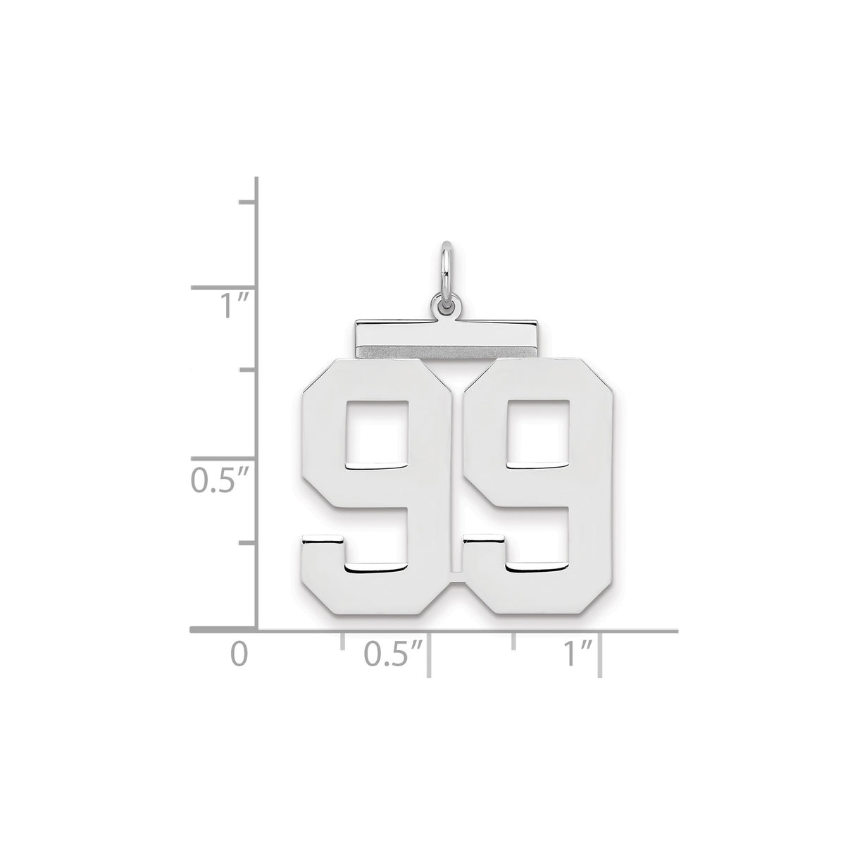 Large Polished Number 99 Charm Pendant in Real 925 Sterling Silver
