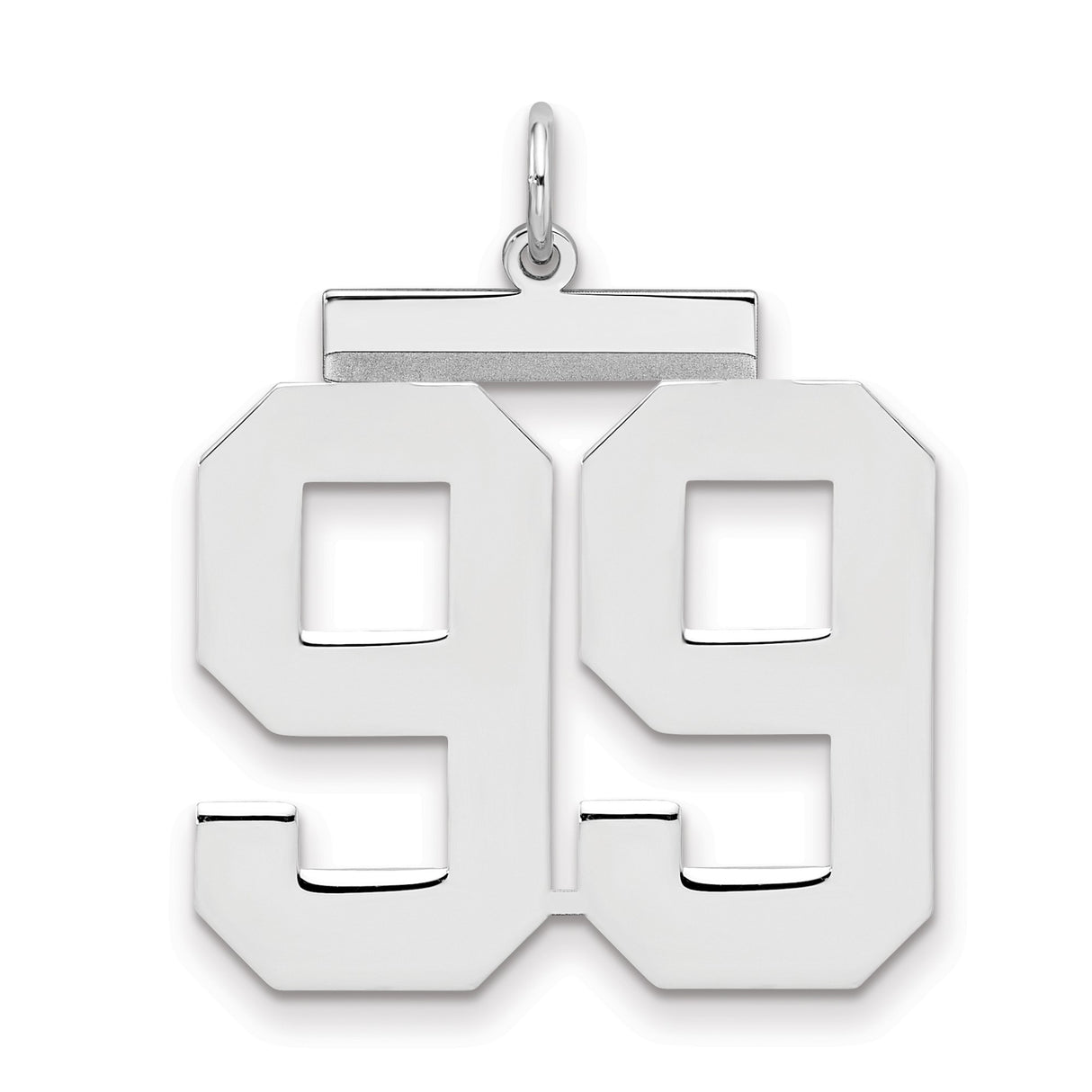 Large Polished Number 99 Charm Pendant in Real 925 Sterling Silver