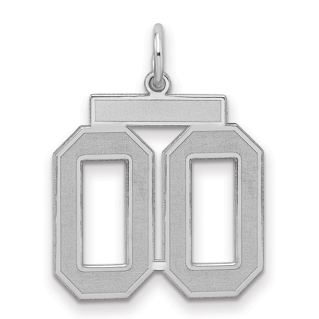 Sterling Silver 00 Pendant, Bold Block Number Design, Unisex Sports Charm