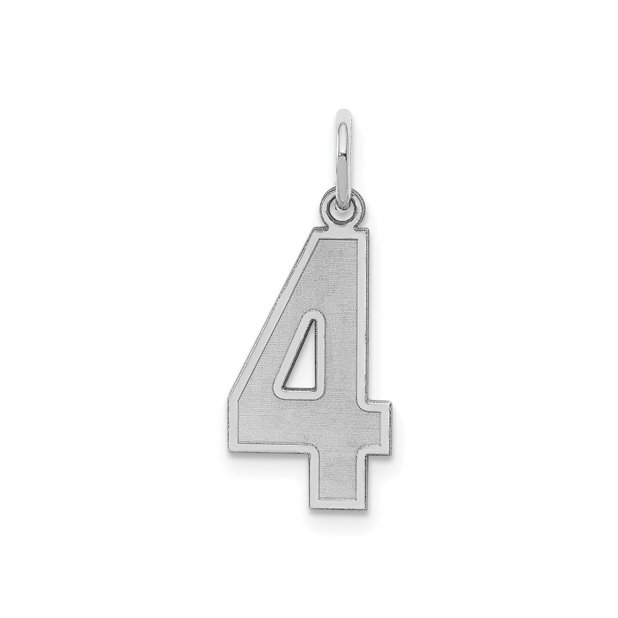 Sterling Silver Number 4 Pendant with Brushed Interior and Polished Outline