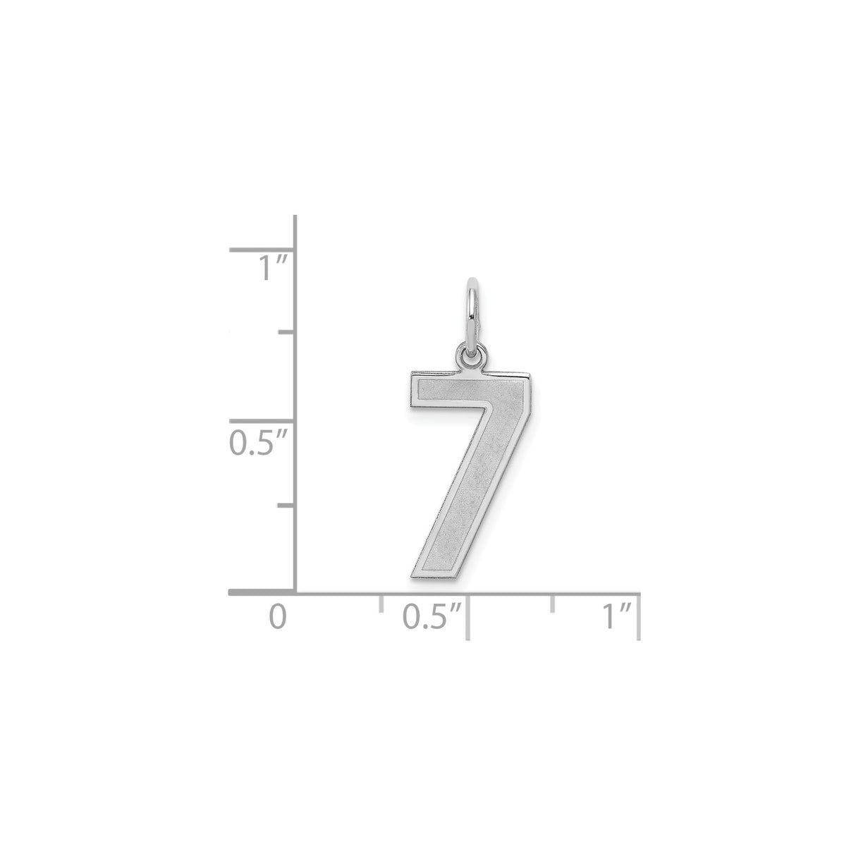 Sterling Silver Number 7 Charm Pendant, Polished Edge, Modern Numerology Design