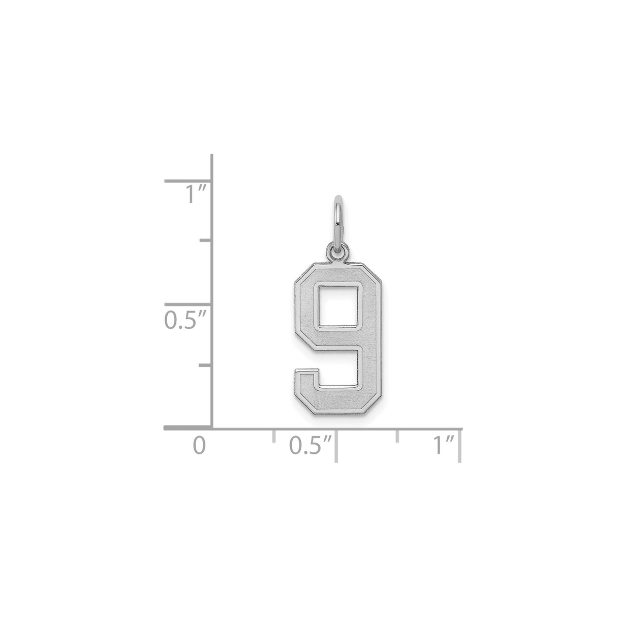 Sterling Silver Number 9 Pendant, Bold Block Style Unisex Sports Charm