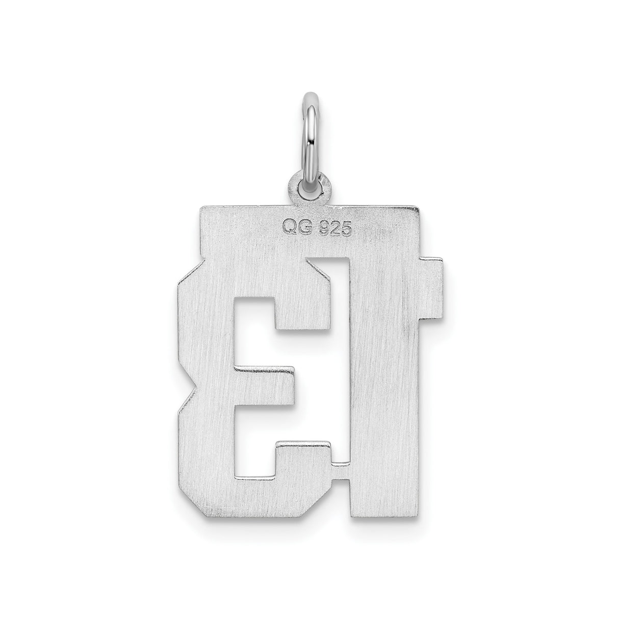 Sterling Silver Number 13 Pendant Charm, Bold Block Style, Unisex Sports Jewelry