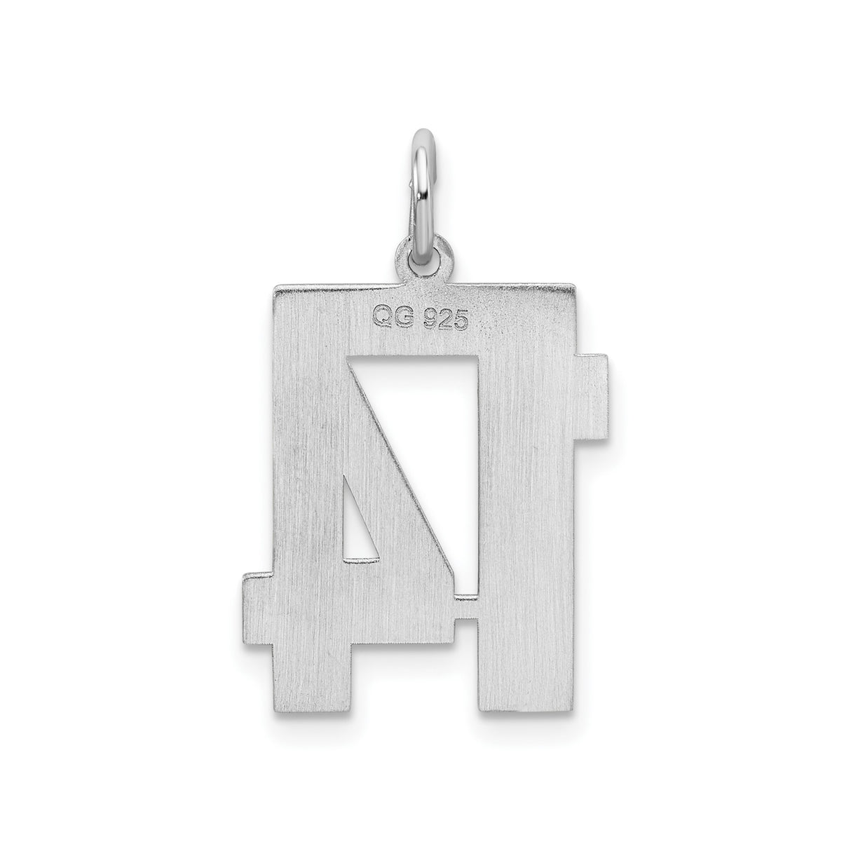 Sterling Silver Number 14 Charm Pendant, Bold Block Design, Unisex Jewelry