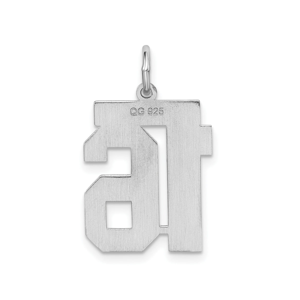 Sterling Silver Pendant with Bold Number 16 Design, Modern Block Font Charm