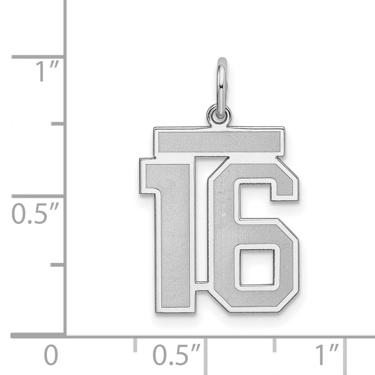 Sterling Silver Pendant with Bold Number 16 Design, Modern Block Font Charm