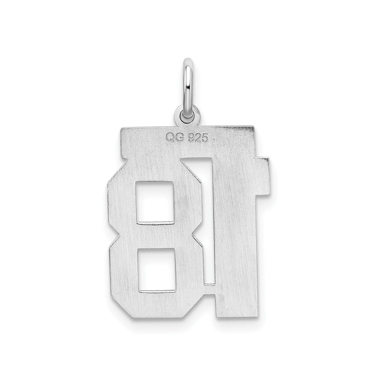 Sterling Silver Number 18 Pendant with Bold Satin Finish, Sporty Charm for Necklace or Bracelet