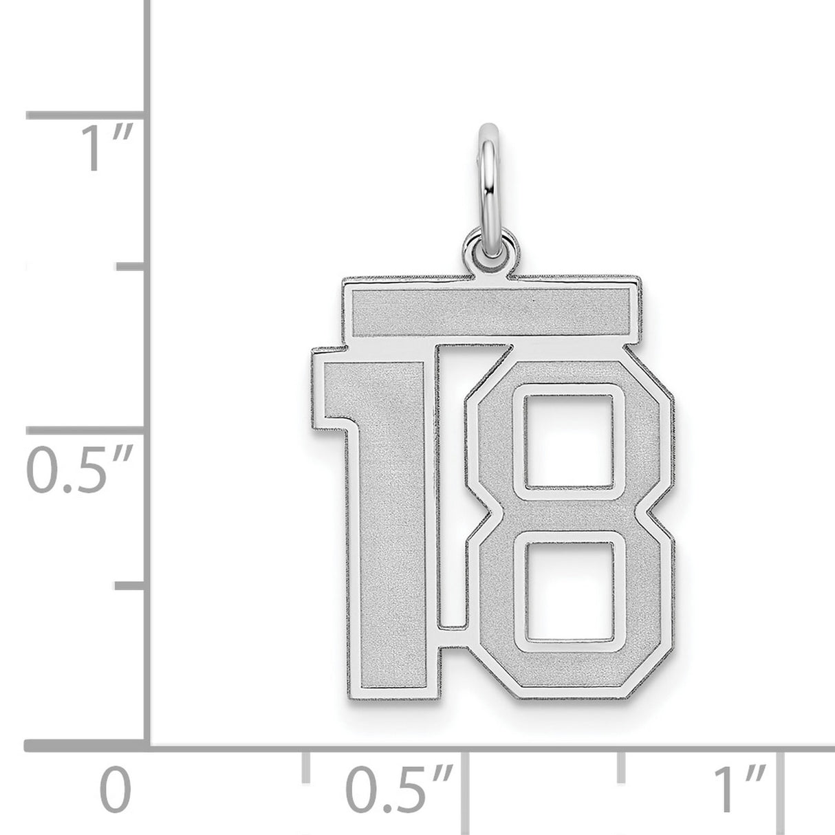 Sterling Silver Number 18 Pendant with Bold Satin Finish, Sporty Charm for Necklace or Bracelet