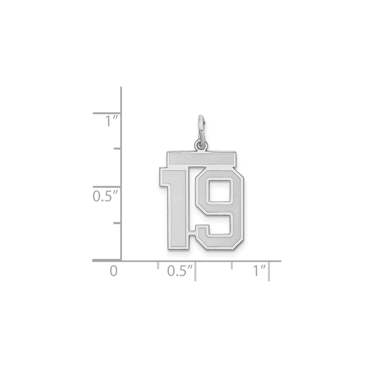 Sterling Silver Number 19 Pendant, Bold Block Font Design Unisex Charm