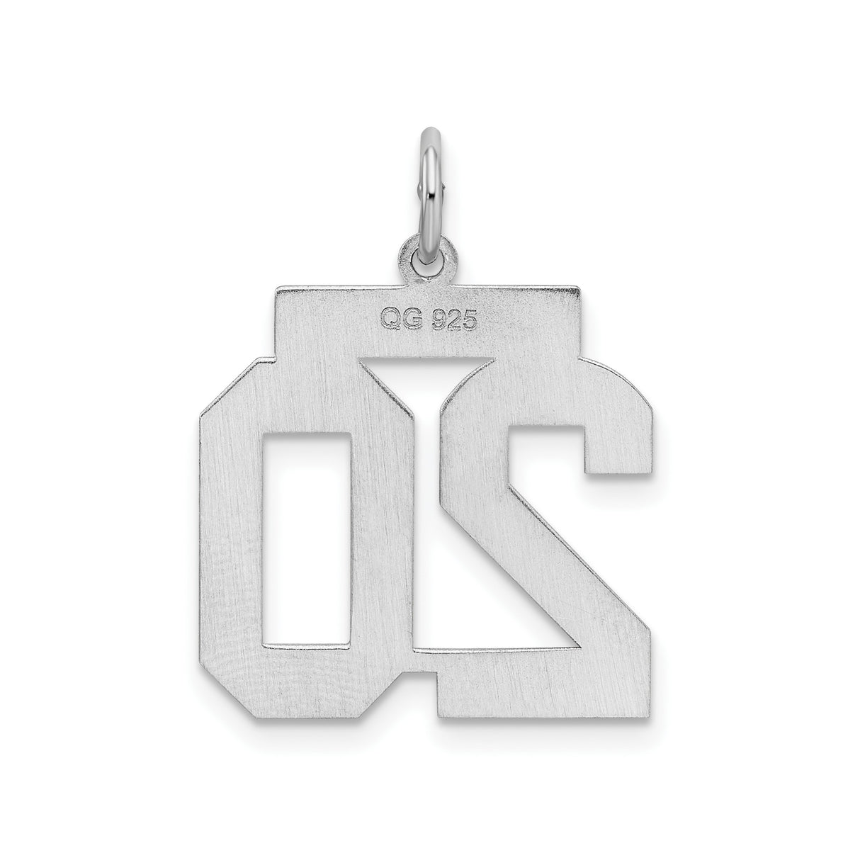 Sterling Silver Number 20 Pendant Charm, Bold Block Design, Unisex Athletic Jewelry