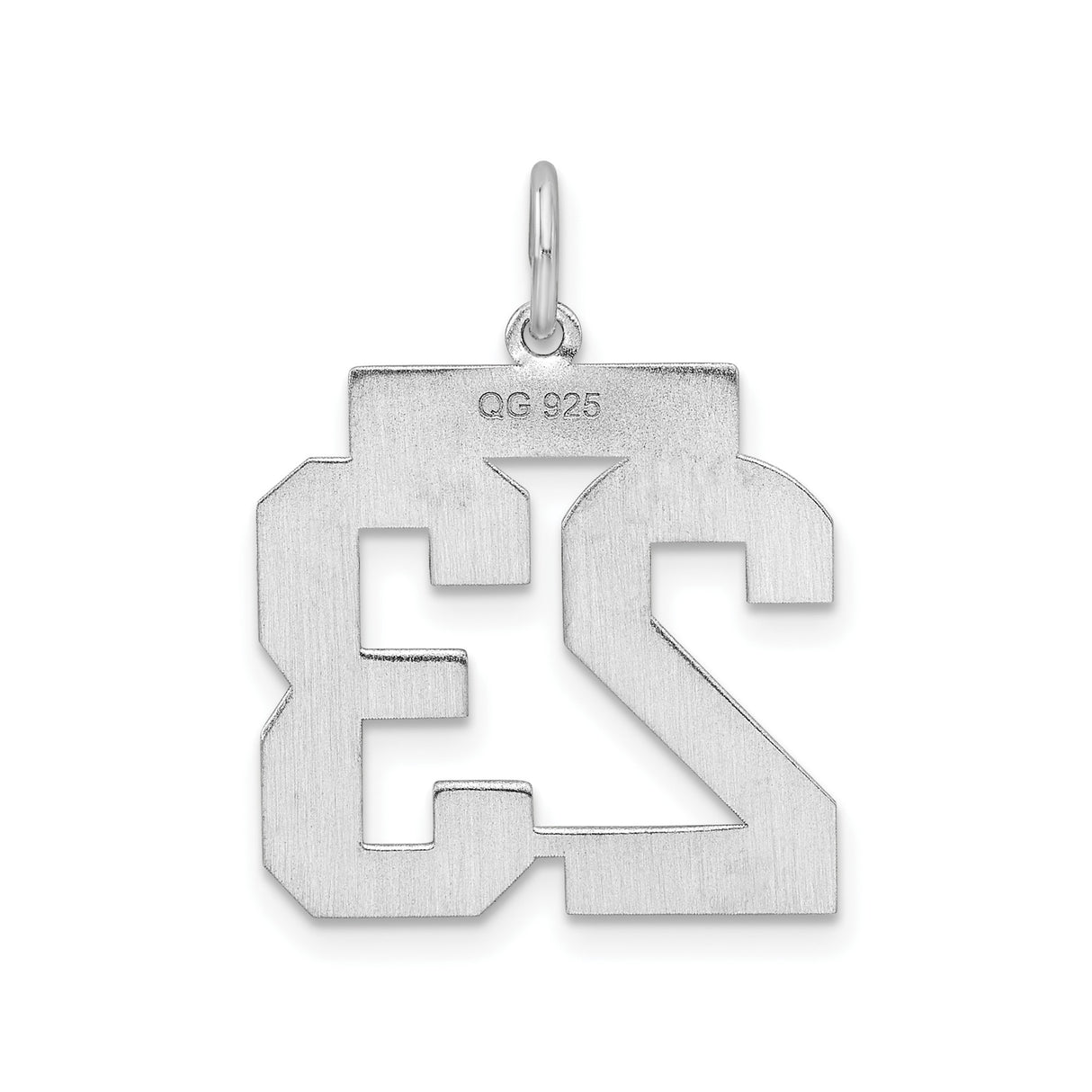Sterling Silver Number 23 Pendant, Bold Varsity Font Sports Charm for Men and Women