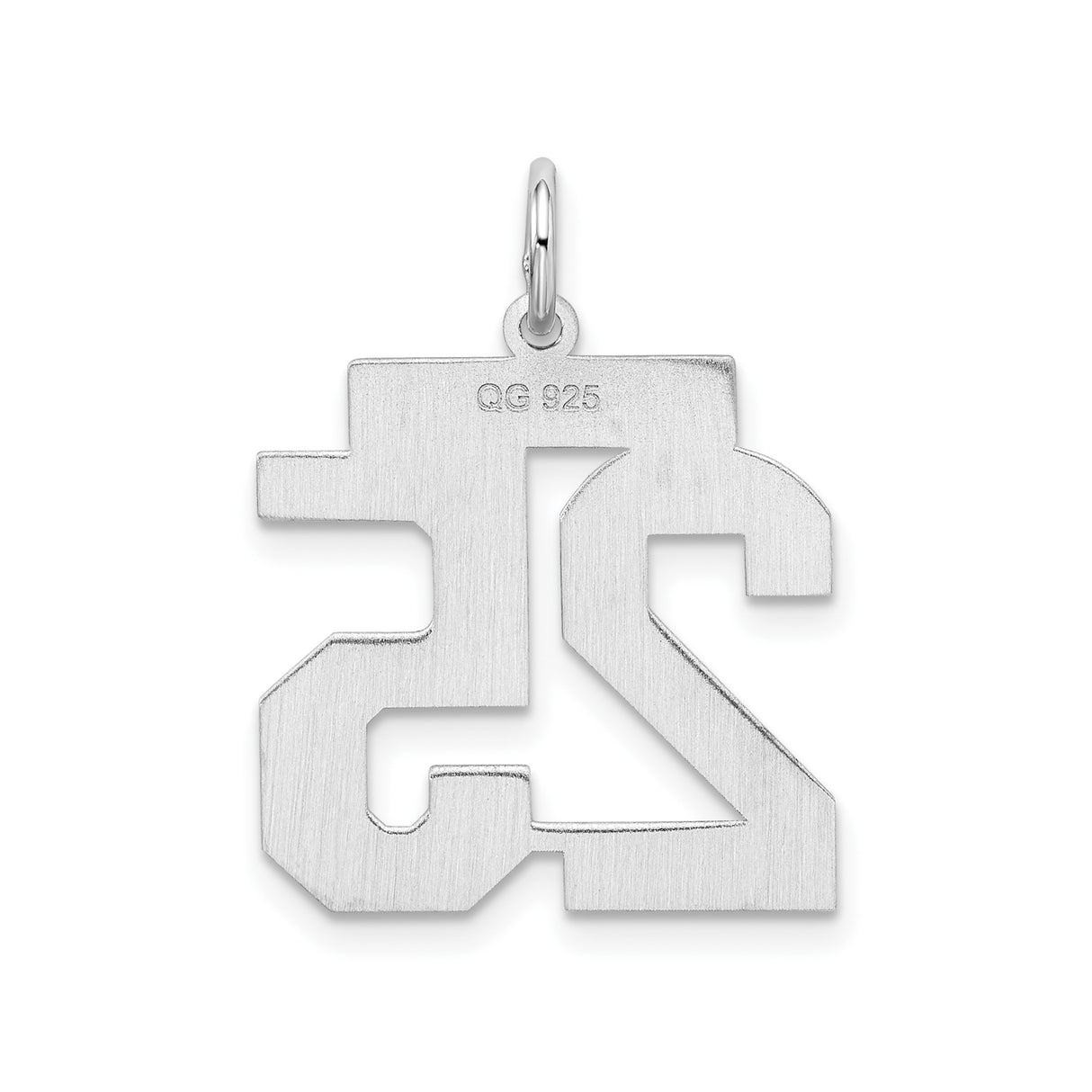 Sterling Silver Number 25 Pendant, Bold Block Style Milestone Charm