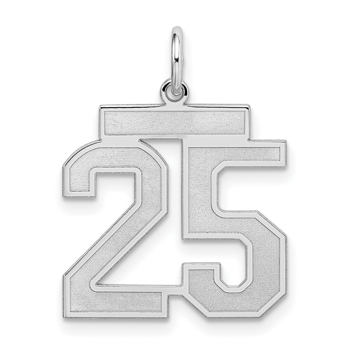 Sterling Silver Number 25 Pendant, Bold Block Style Milestone Charm
