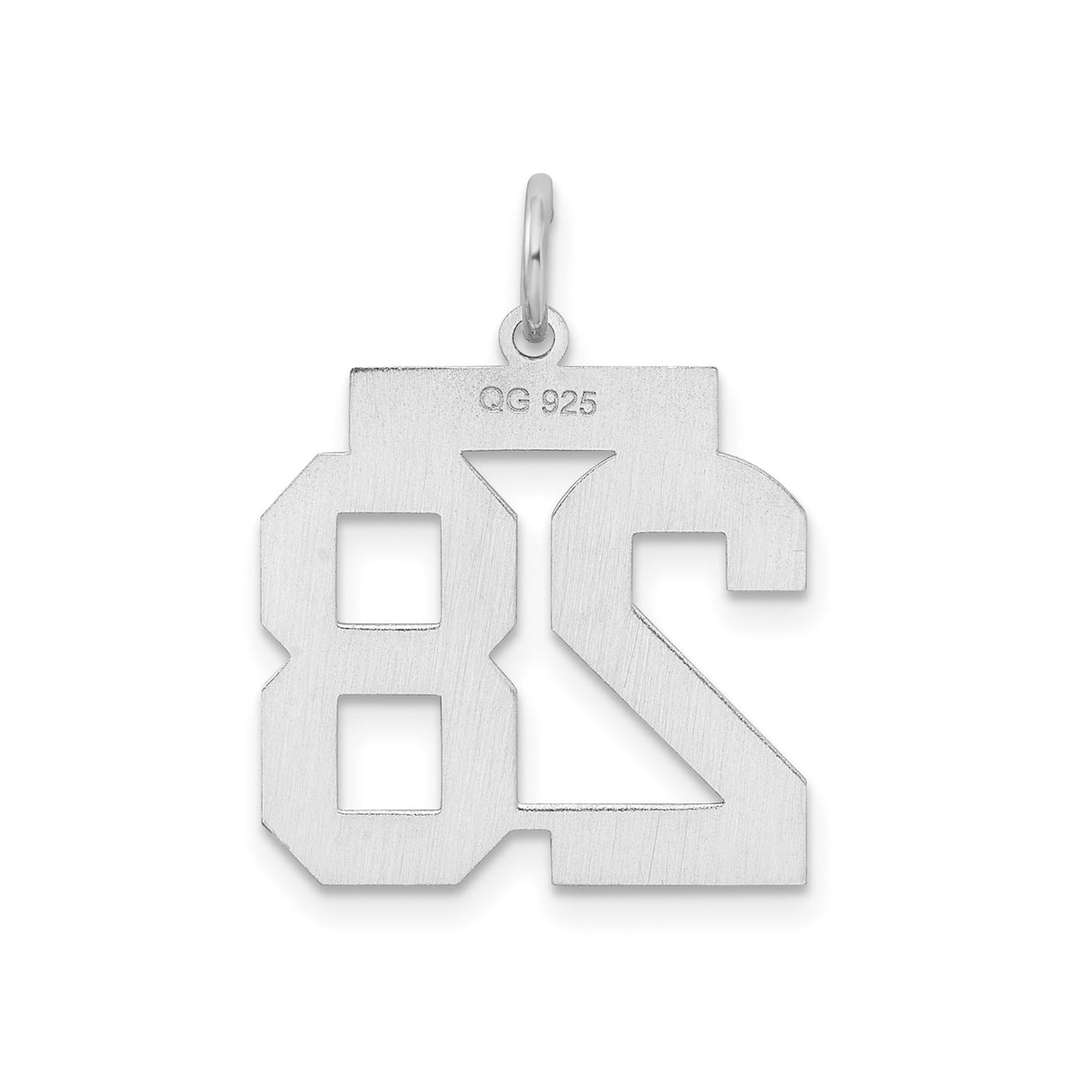 Sterling Silver Number 28 Pendant Charm, Bold Block Style for Men and Women