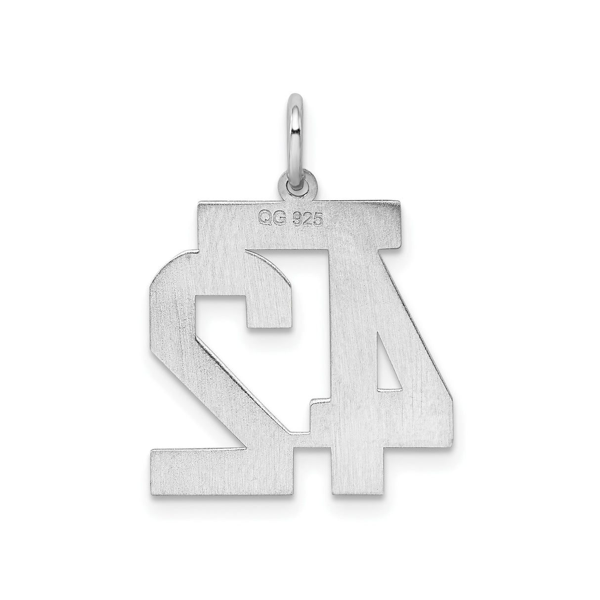 Sterling Silver Number 42 Pendant, Satin Finish Sports Charm, Unisex Athletic Jewelry