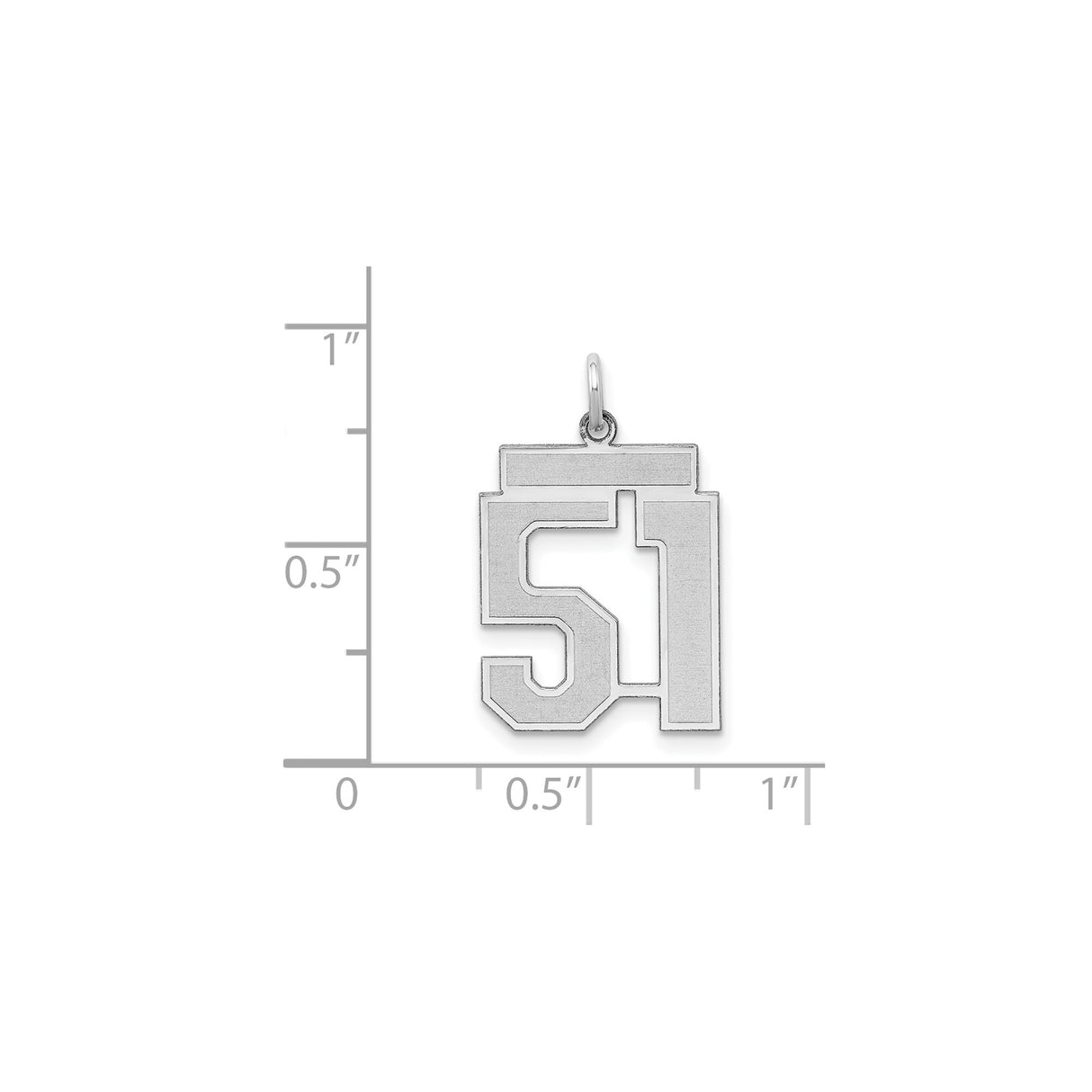 Sterling Silver Number 51 Pendant Charm, Bold Geometric Design for Sports Fans or Milestone Gifts