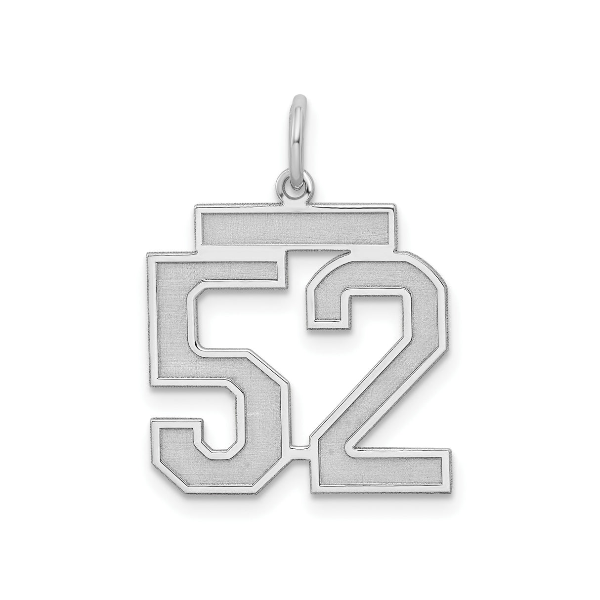Sterling Silver Number 52 Pendant Charm, Bold Athletic Jersey Style, Unisex Sports Jewelry