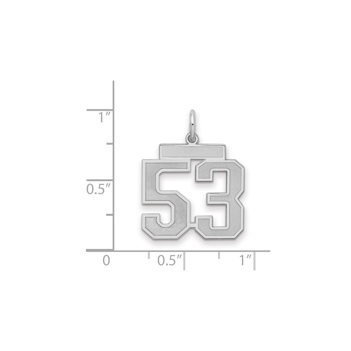 Sterling Silver Number 53 Pendant, Bold Athletic Block Style Jersey Charm, Unisex Sports Jewelry