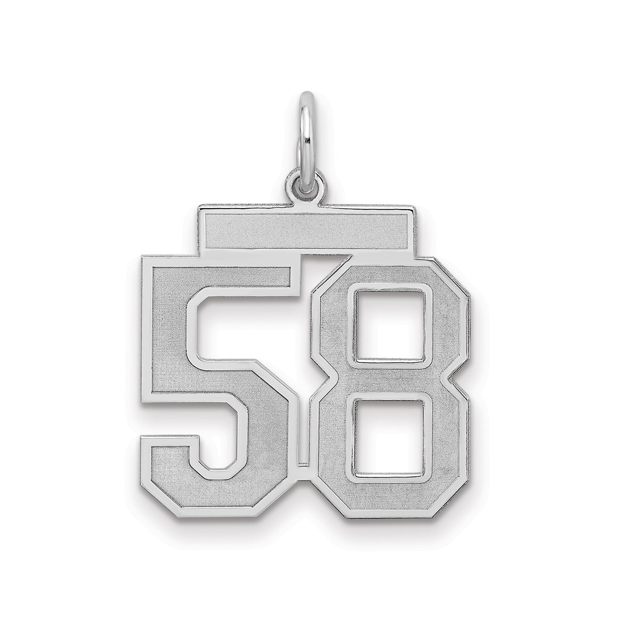 Medium Satin Number 58 Charm Pendant in Real 925 Sterling Silver