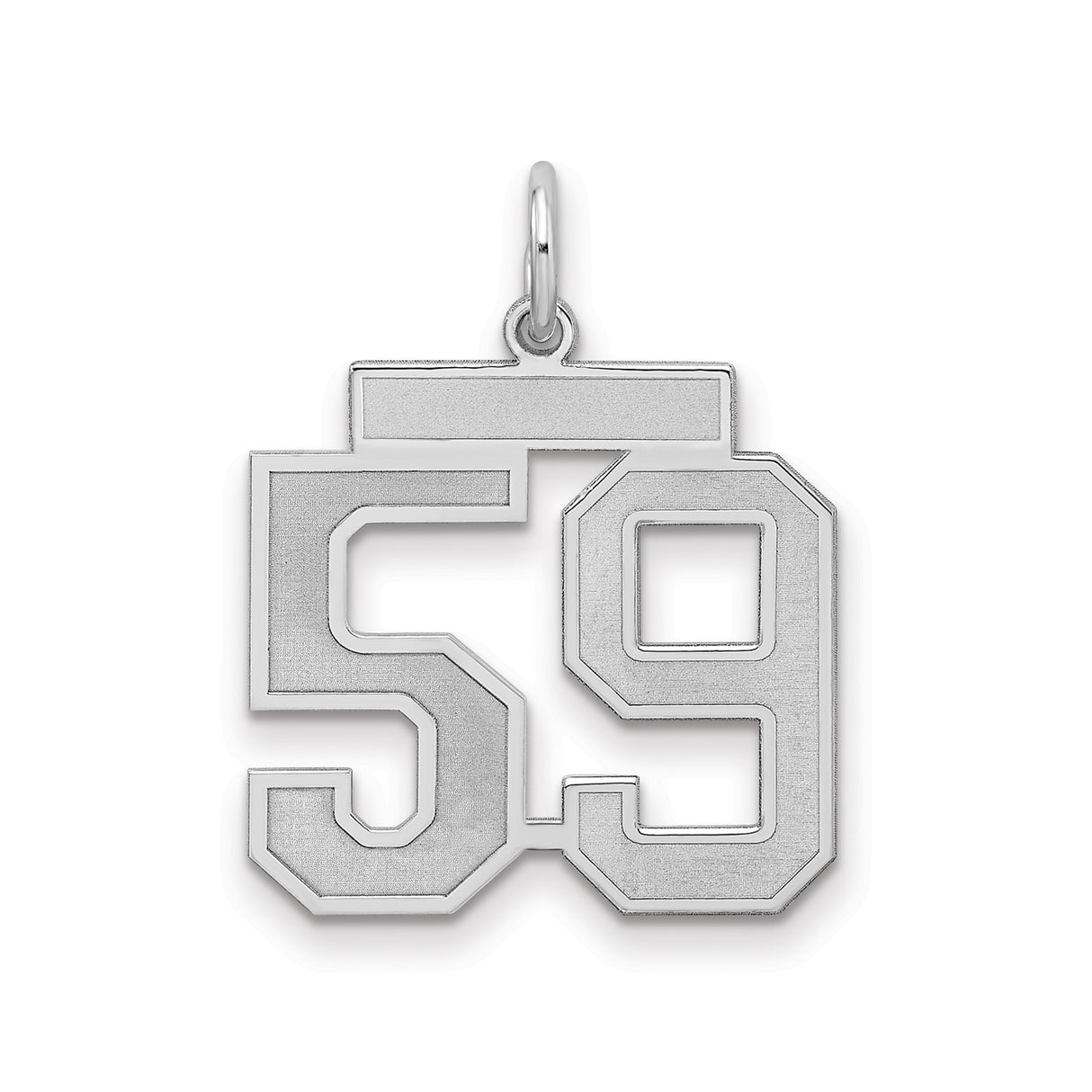 Sterling Silver Number 59 Pendant, Bold Block Font Sports Charm, Unisex Commemorative Jewelry