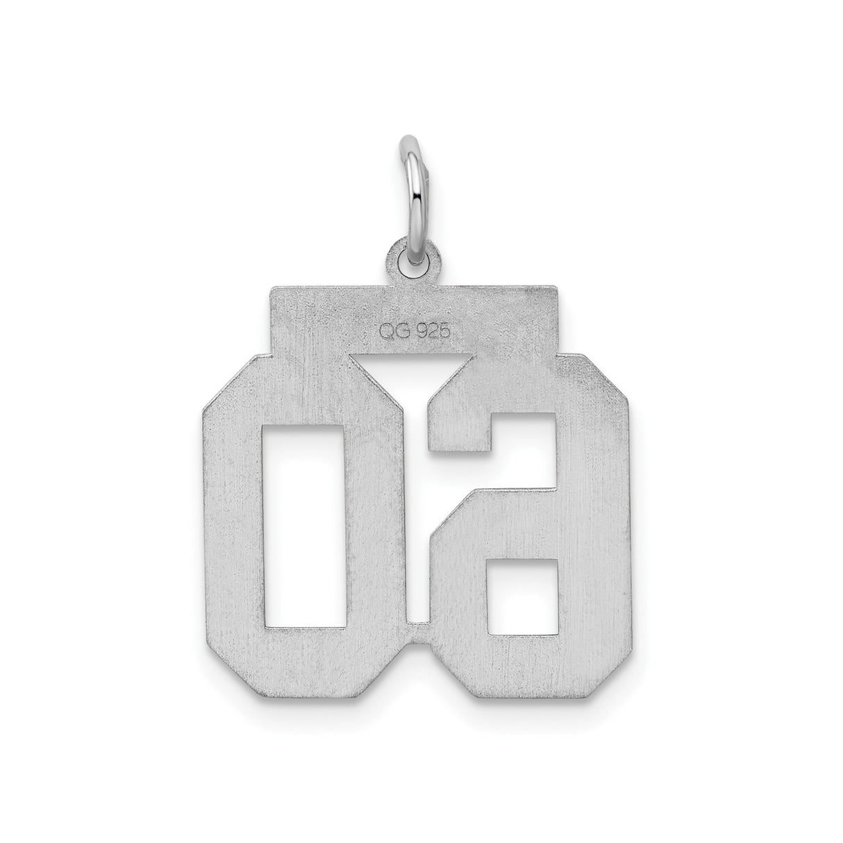 Sterling Silver Number 60 Pendant Charm, Polished Finish, Varsity Style
