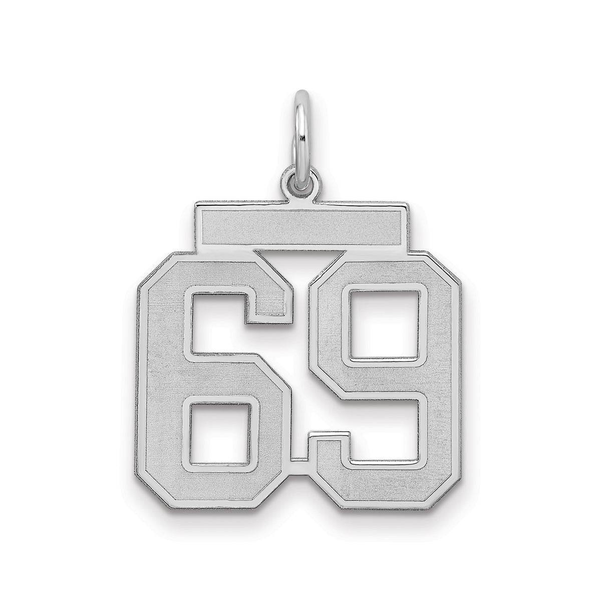 Medium Satin Number 69 Charm Pendant in Real 925 Sterling Silver