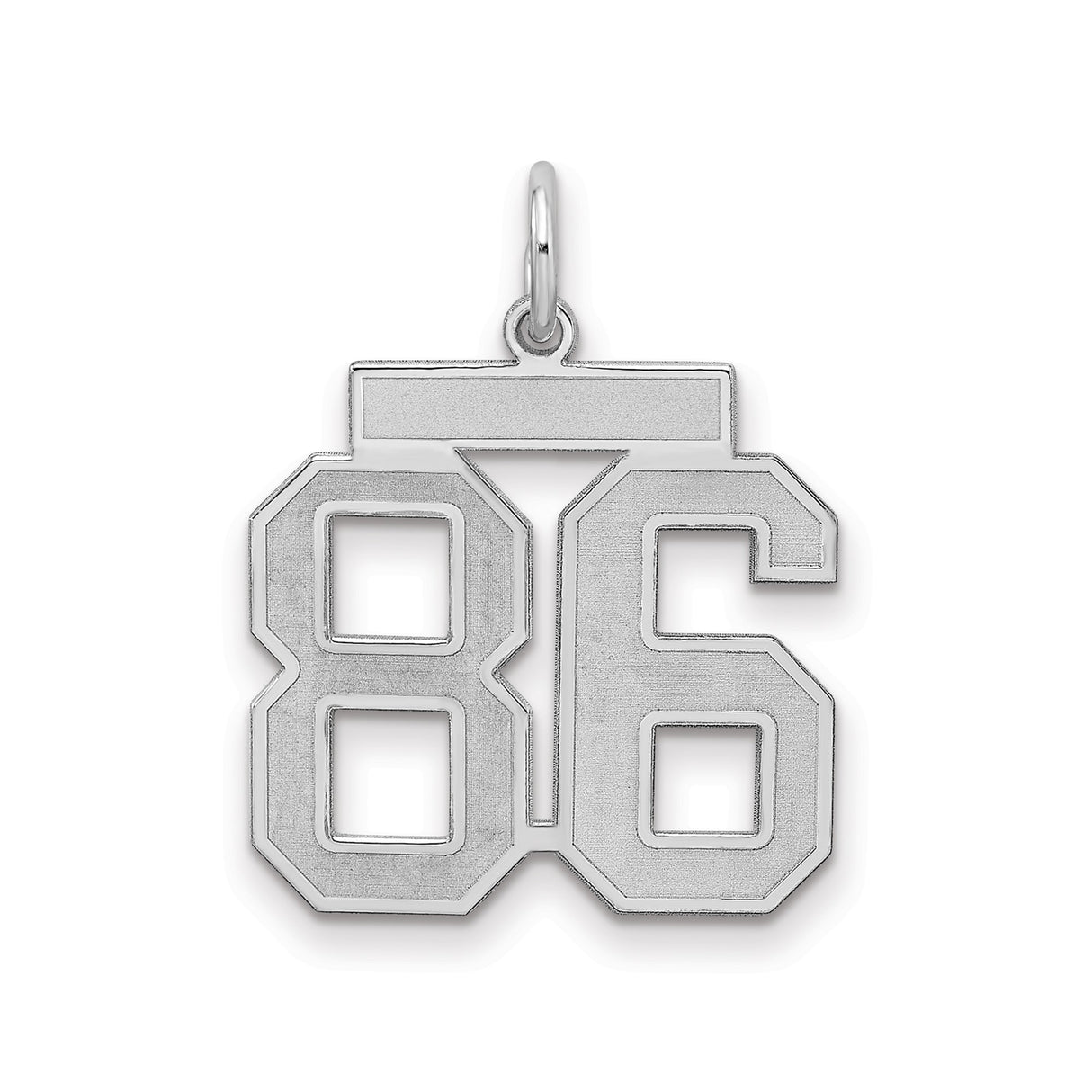 Medium Satin Number 86 Charm Pendant in Real 925 Sterling Silver