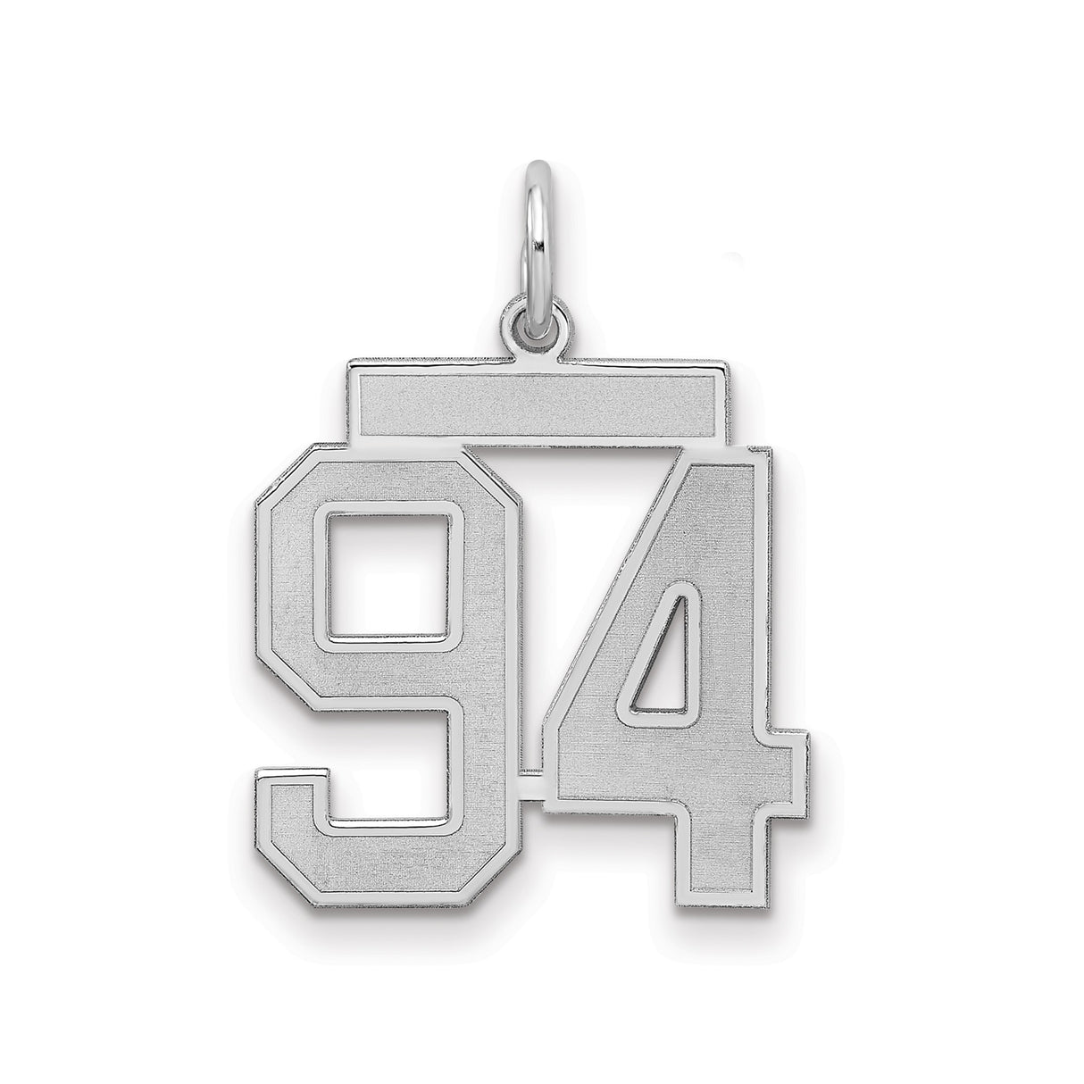 Medium Satin Number 94 Charm Pendant in Real 925 Sterling Silver