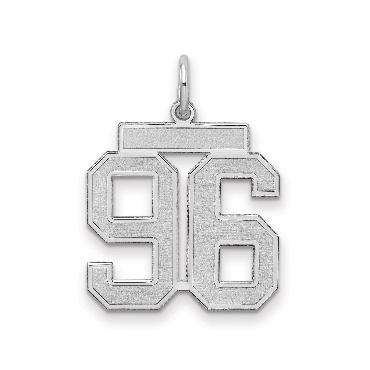 Medium Satin Number 96 Charm Pendant in Real 925 Sterling Silver