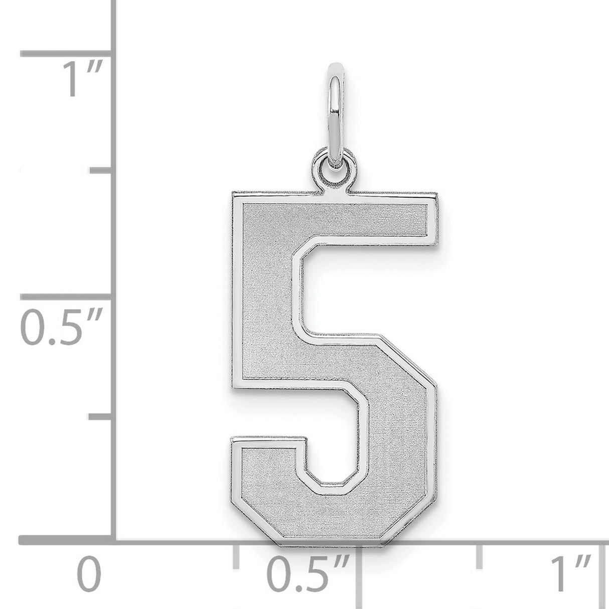 Sterling Silver Number 5 Pendant Charm with Bold Block Design, Unisex Symbolic Jewelry