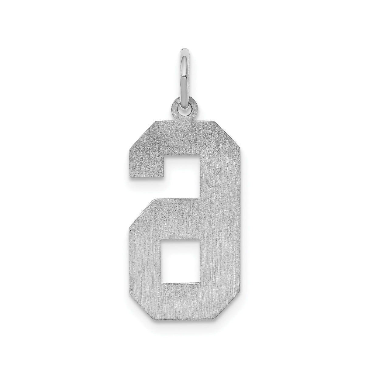 Sterling Silver Number Six Pendant Charm in Bold Block Font, Unisex Lucky Number Jewelry