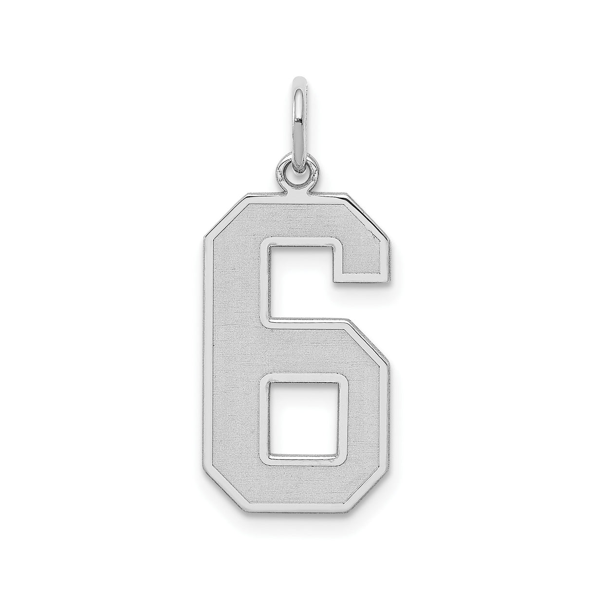 Sterling Silver Number Six Pendant Charm in Bold Block Font, Unisex Lucky Number Jewelry
