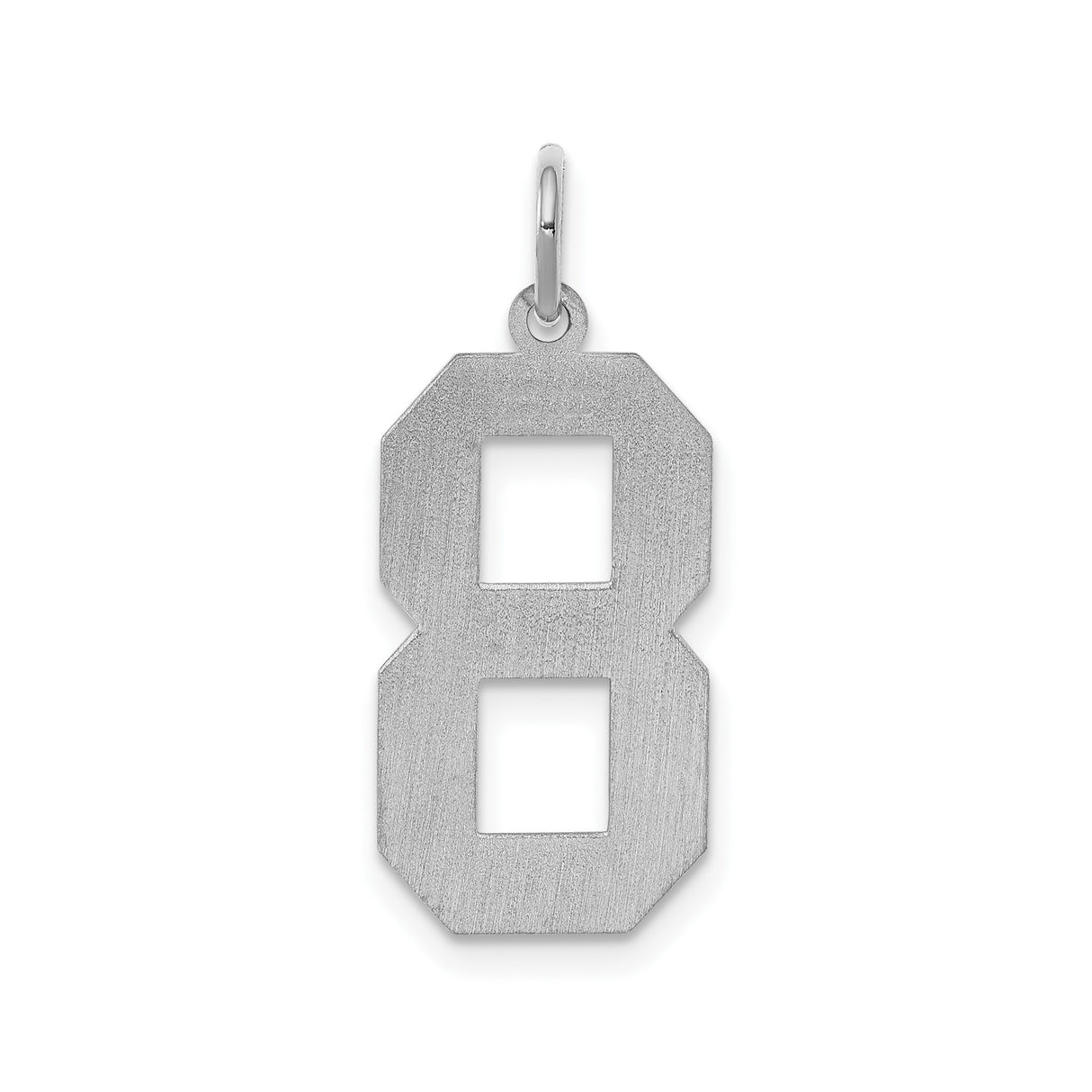 Sterling Silver Number 8 Pendant Charm, Polished Block Design, Unisex Numerology Jewelry