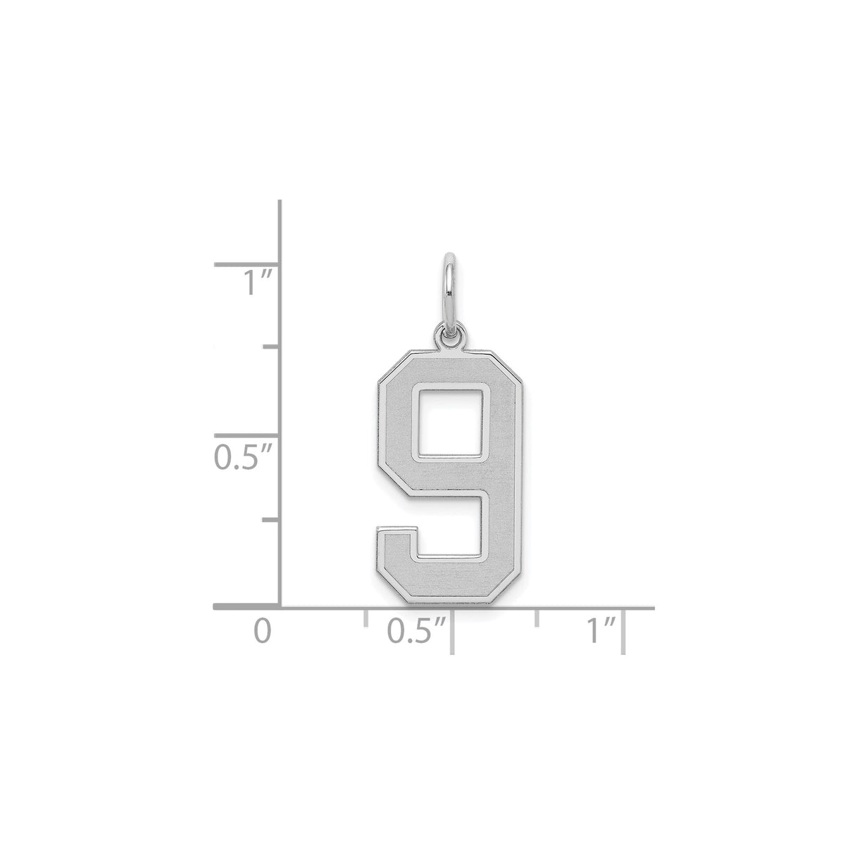 Sterling Silver Number 9 Pendant, Bold Block Design, Unisex Sports or Lucky Number Charm