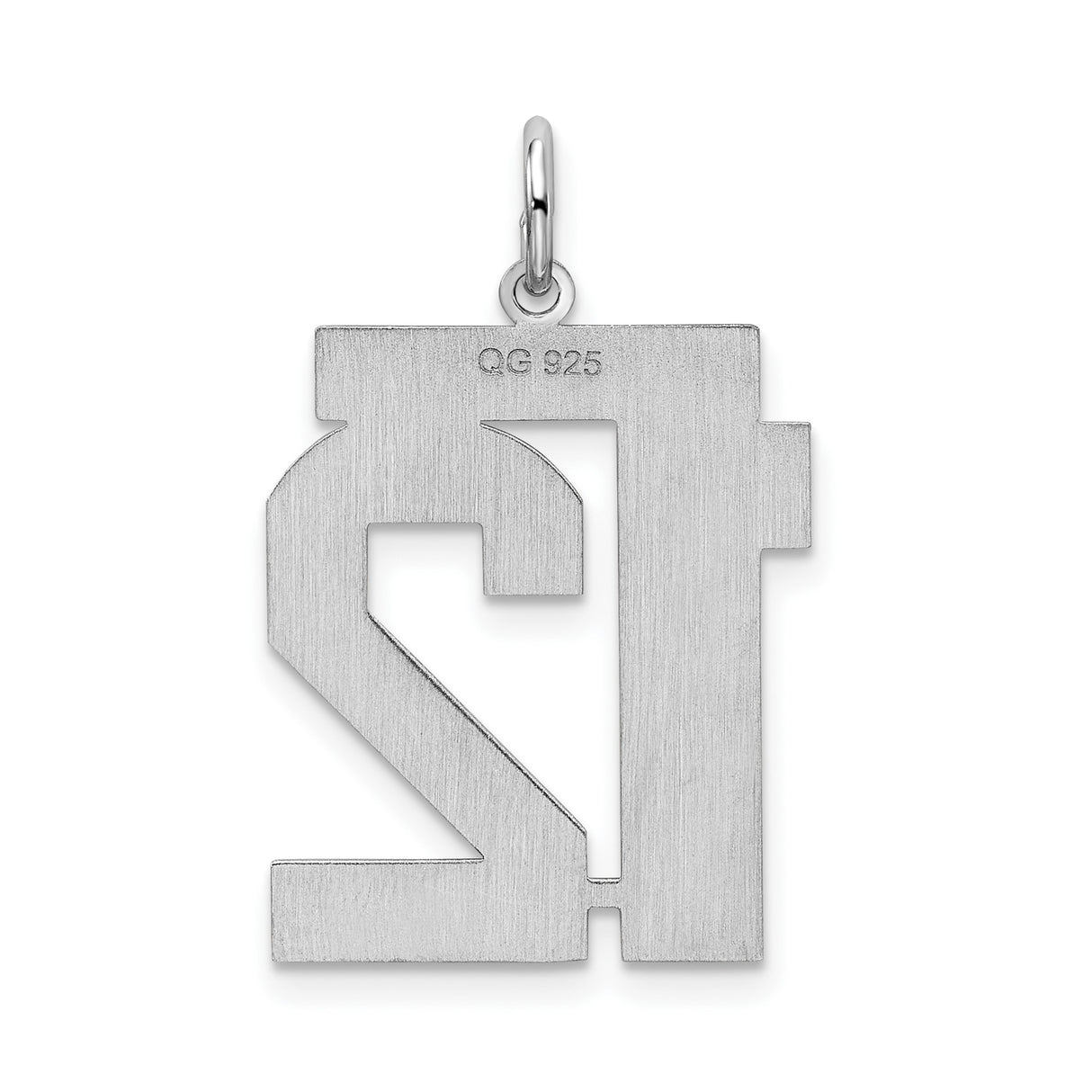 Sterling Silver Number 12 Pendant, Bold Athletic Font Sports Charm for Men or Women