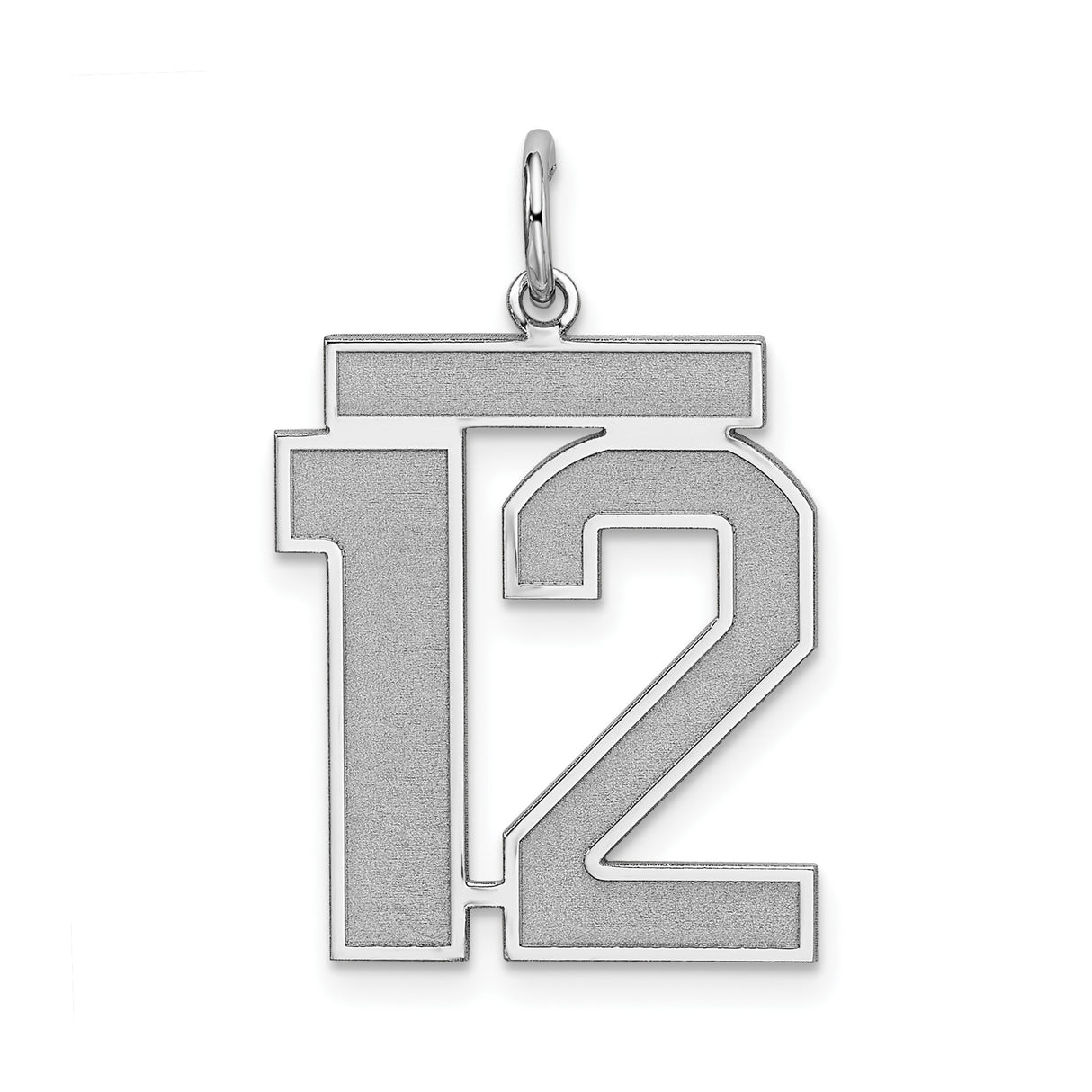 Sterling Silver Number 12 Pendant, Bold Athletic Font Sports Charm for Men or Women