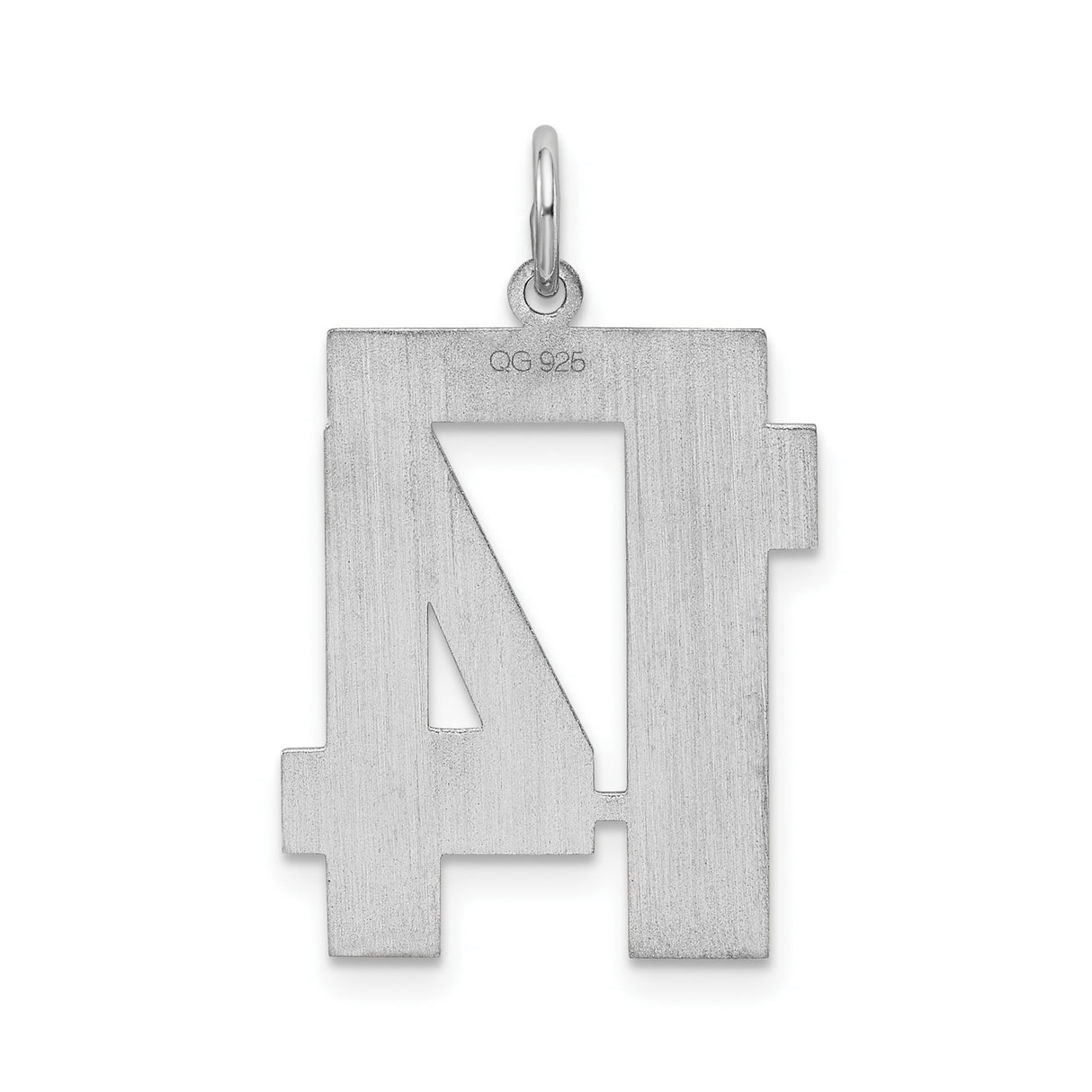 Sterling Silver Number 14 Pendant, Bold Block Numeral Design, Unisex Sports Charm