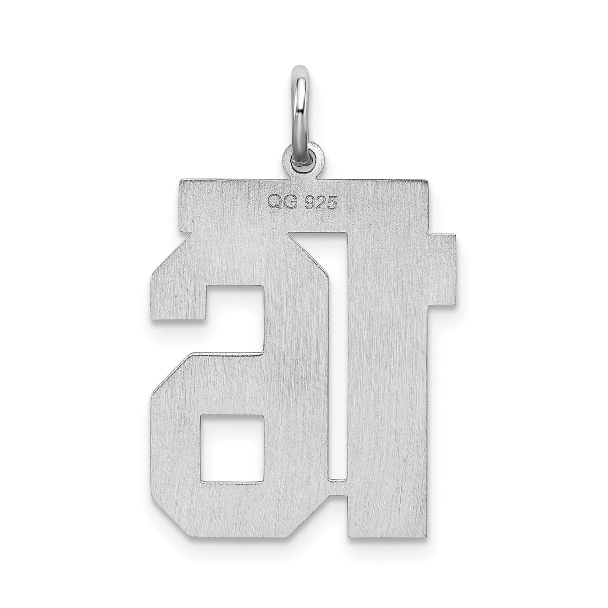 Sterling Silver Number 16 Pendant, Bold Block Style Numeric Charm