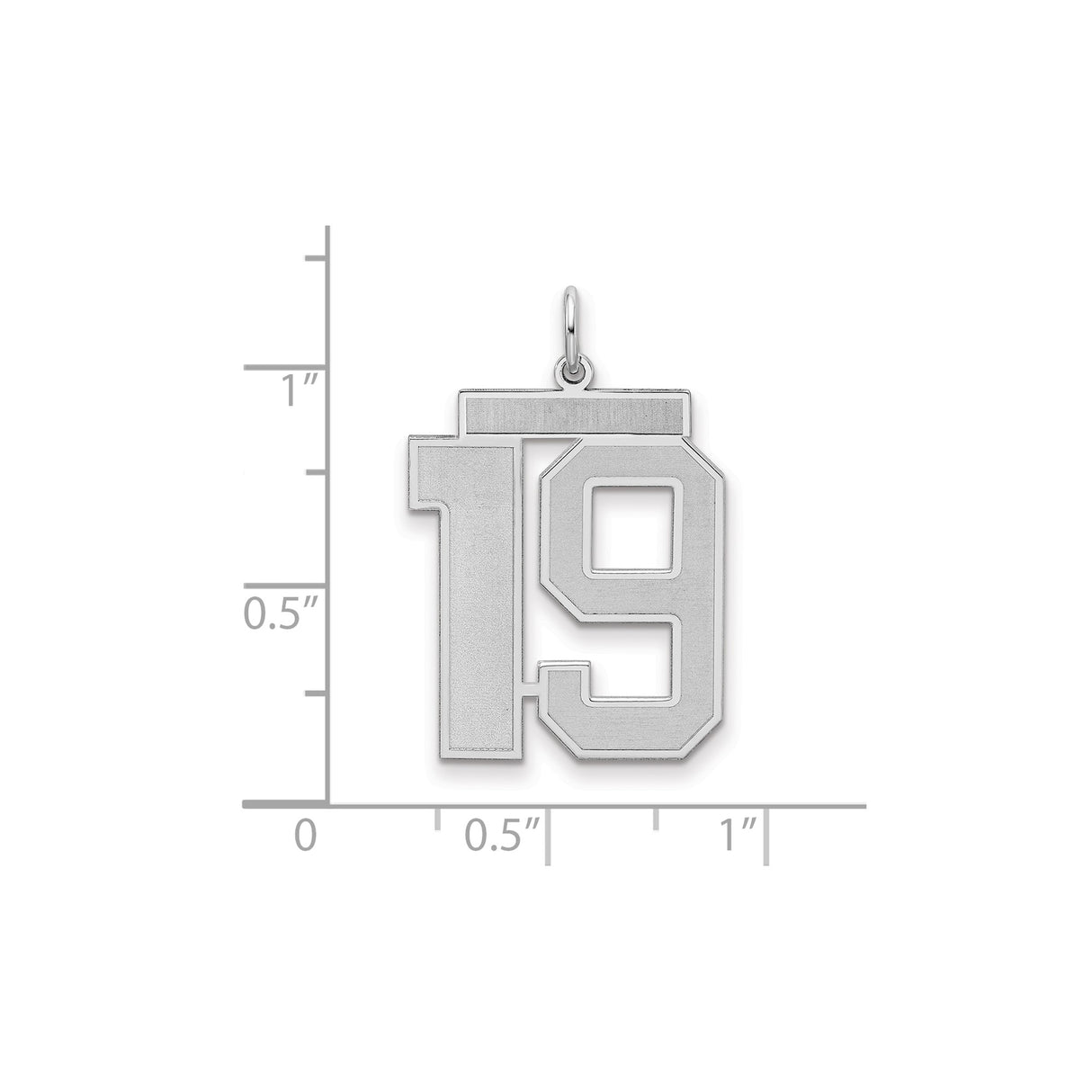 Sterling Silver Number 19 Pendant, Bold Block Varsity Style Unisex Sports Charm