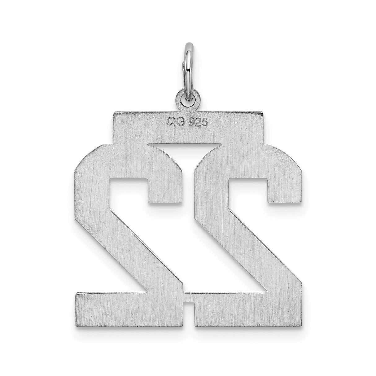 Large Satin Number 22 Charm Pendant in Real 925 Sterling Silver