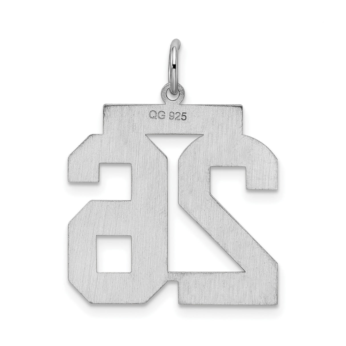 Sterling Silver Number 26 Pendant, Bold Varsity Font Sports Charm for Men or Women