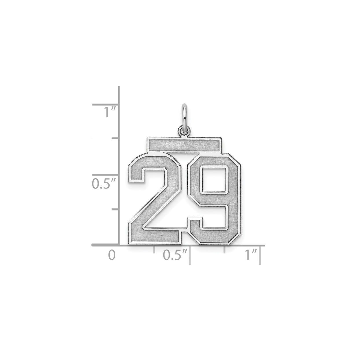 Large Satin Number 29 Charm Pendant in Real 925 Sterling Silver