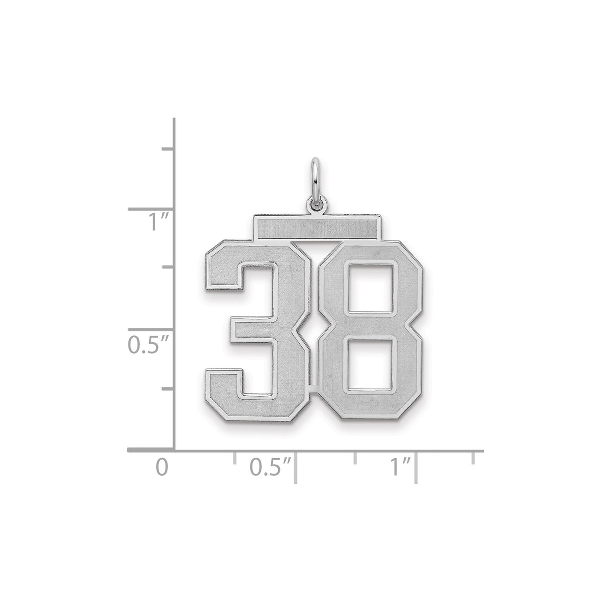 Large Satin Number 38 Charm Pendant in Real 925 Sterling Silver
