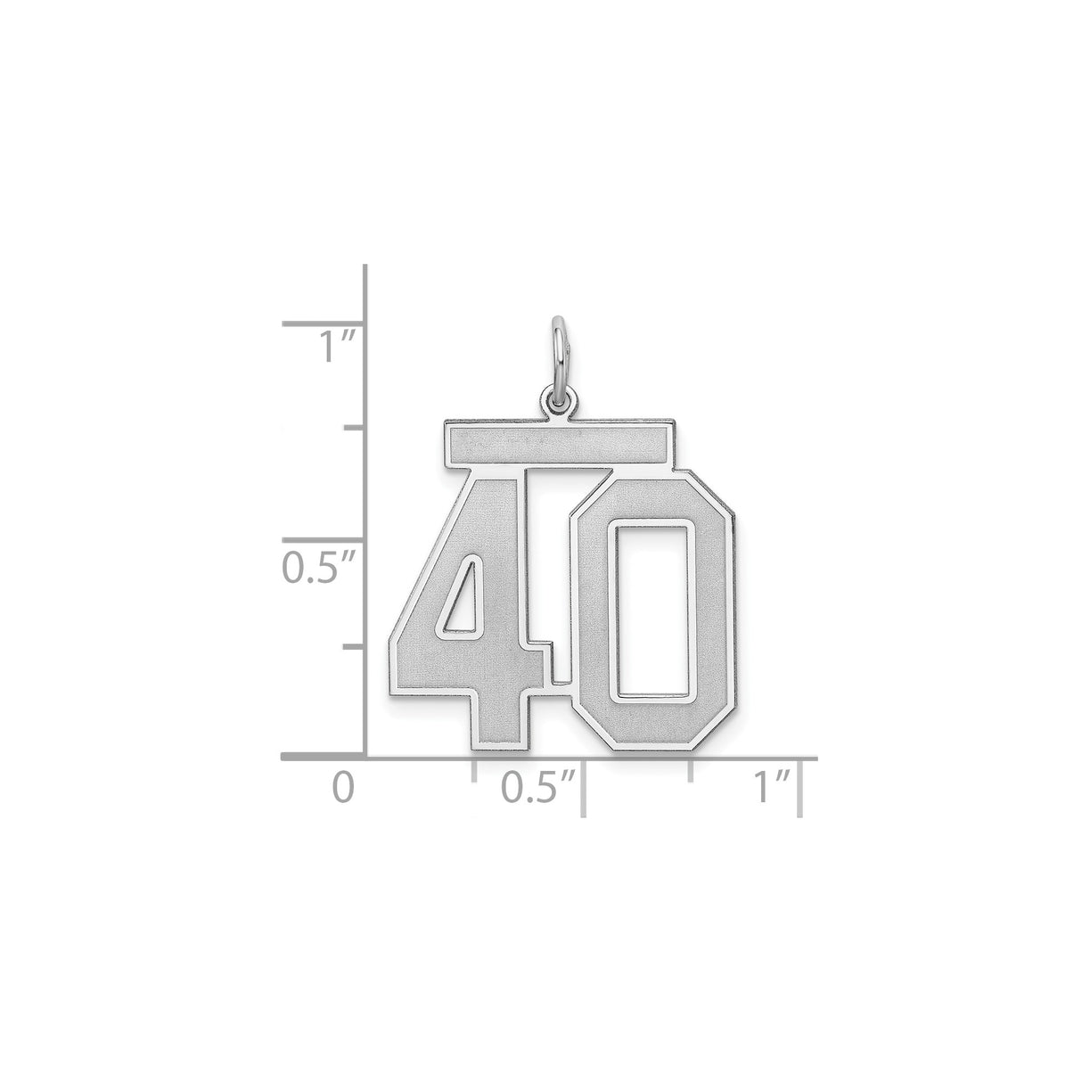 Sterling Silver Charm Pendant, Polished Matte 40th Birthday Number Design for Men and Women