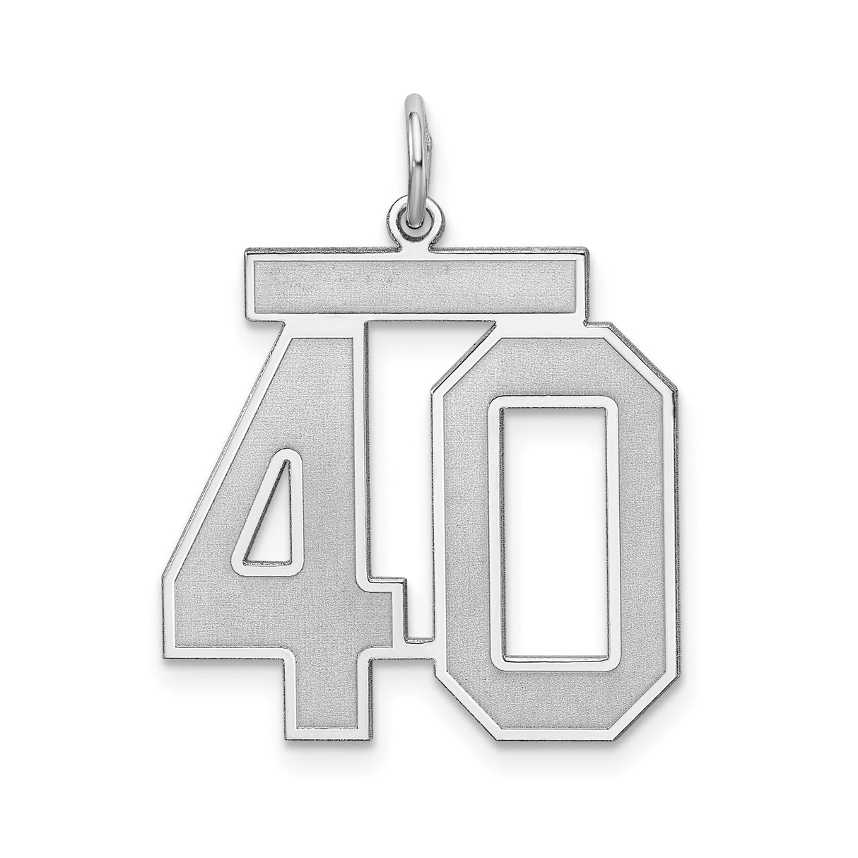 Sterling Silver Charm Pendant, Polished Matte 40th Birthday Number Design for Men and Women