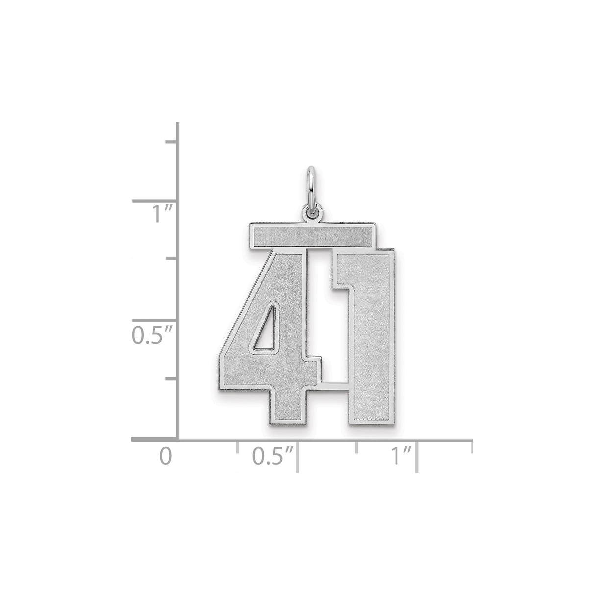 Large Satin Number 41 Charm Pendant in Real 925 Sterling Silver